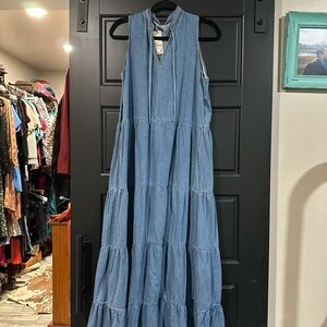Denim Sleeveless Maxi Dress